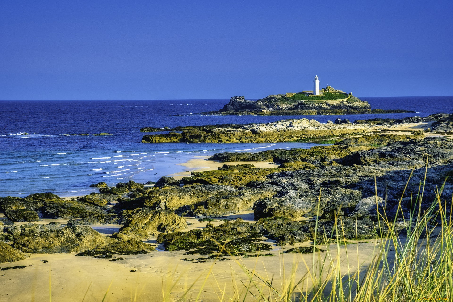 godrevy lighthouse, cornwall, england, , , godrevy, lighthouse